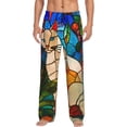 thumbnail image 2 of Picia Stained Glass Cat Art Mens Soft Woven Cotton Elastic Waistband Sleep Pajama Pant Lounge Sleep Pant With Pockets And Drawstring-Medium, 2 of 9