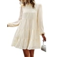 thumbnail image 1 of BeautyIn Robe Mini Poupée à Manches Longues Bordure à Volants Col Haut Superposé Décontractée Ample Robe Ligne A Tempérament, 1 of 6