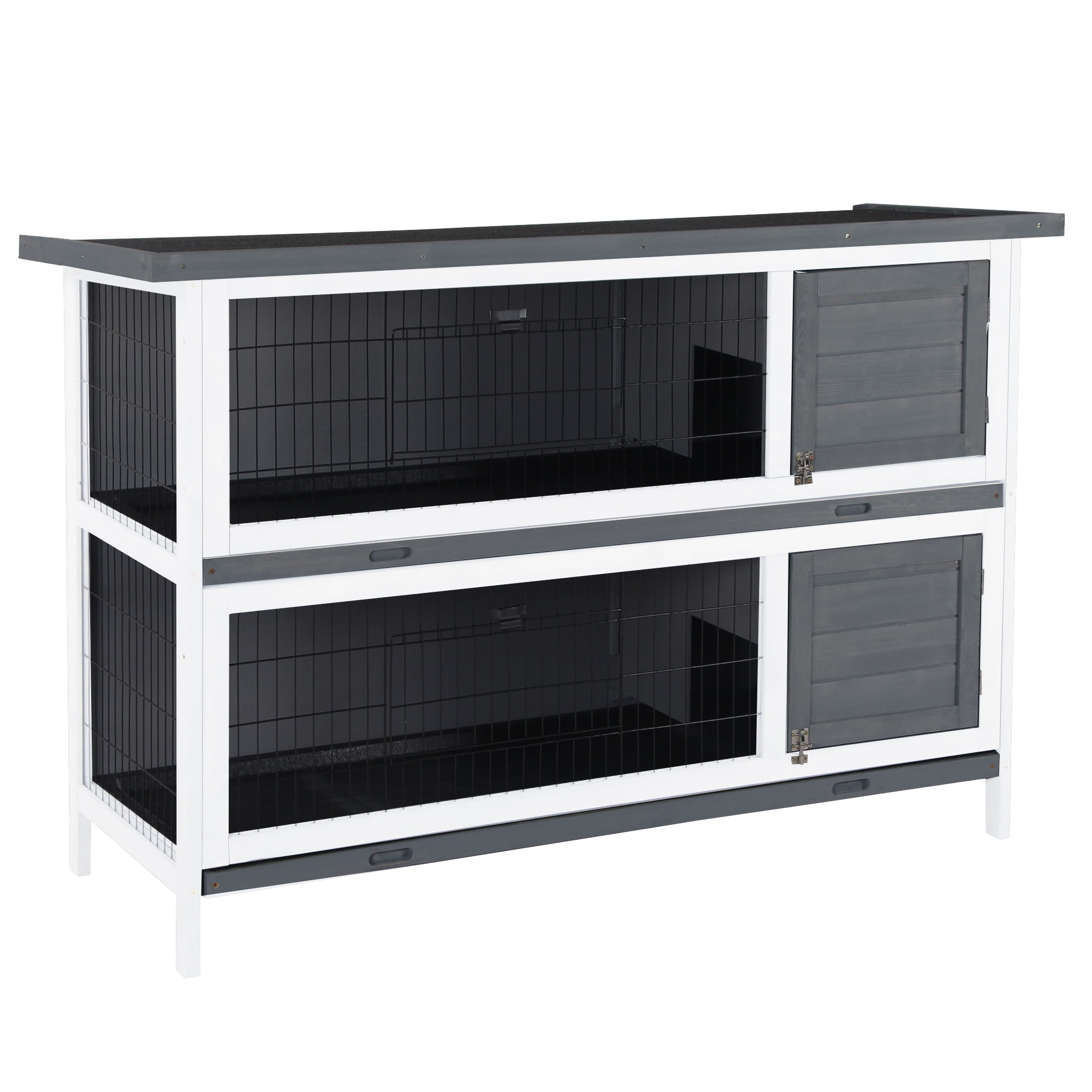 Bunny Hutch with Dividers Asphalt Roof for Small Animals and Outdoors