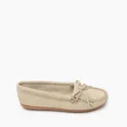 thumbnail image 2 of Minnetonka Women's Kilty Suede Hardsole Moccasin, Stone, 7 M US, 2 of 7