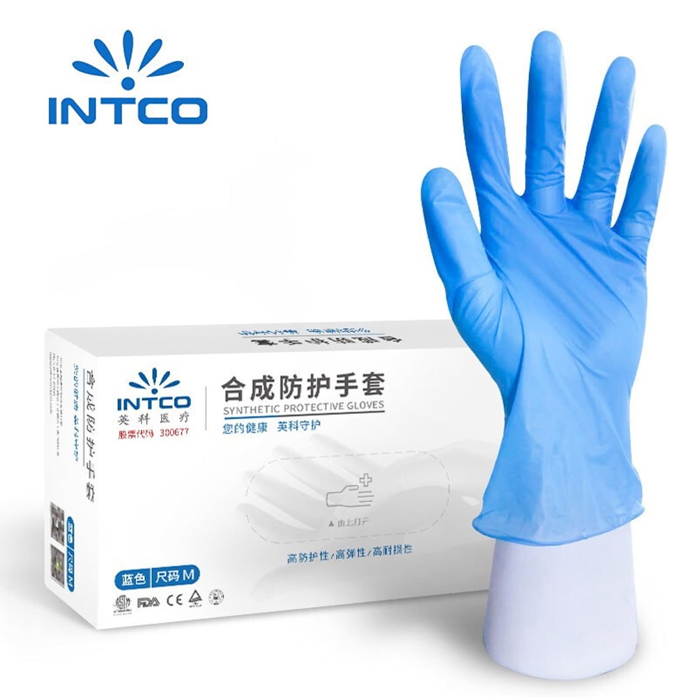 INTCO 100PCS Disposable PVC Synthetic Gloves Examination Gloves for