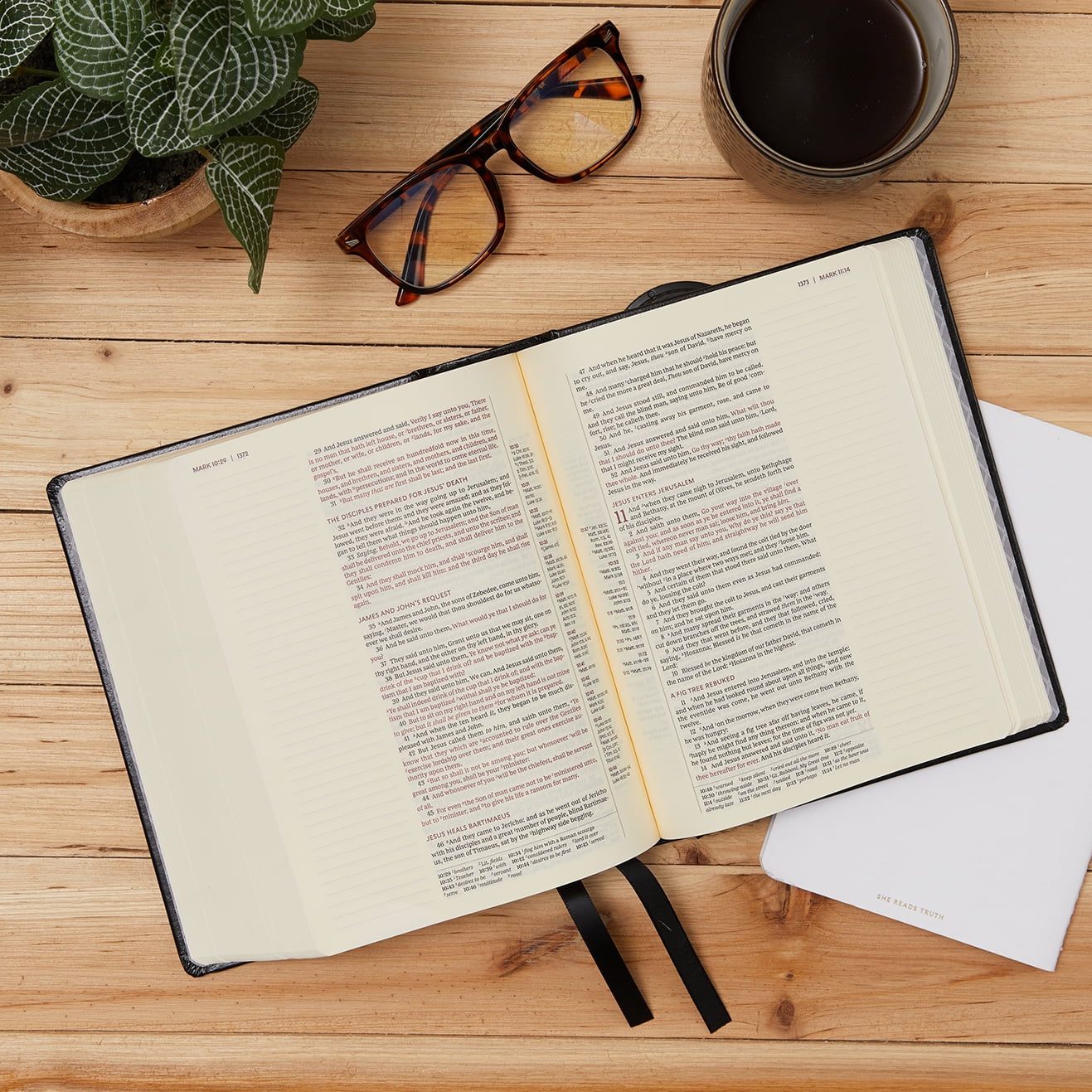 Kjv, Journal Reference Edition Bible, Verse Art Cover Collection, Brown Leathersoft, Red Letter, Comfort Print: Let Scri, (Hardcover)