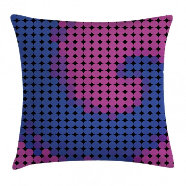 Spires Decor Throw Pillow Cushion Cover, Spiral Background with Pixel Dotted Flat Design Odd Gradient Artful Art Decor, Decorative Square Accent Pillow Case, 24 X 24 Inches, Pink Blue, by Ambesonne