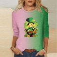 thumbnail image 1 of Meichang T-Shirts pour Femmes de la Saint-Patrick, T-Shirts Graphiques Trèfle Vert, Manches 3/4, Col Rond, Coupe Ample, Liquidation de la Saint-Patrick, 1 of 5