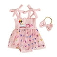 thumbnail image 2 of Baby Clothes for Girls Smocked Embroidered Mesh Suspender Dress with Bow Headband Set Girls Outfits Pink 3-6 Months, 2 of 6