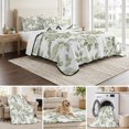 thumbnail image 6 of Full Quilt Set 78''x90'', Sage Green Flower Lightweight Summer Bedspread Coverlet Set with 2 Pillow Shams, Vintage Country Rose Leaf Floral Breathable All Season Quilt Bedding for Bedroom/Guest Room, 6 of 9