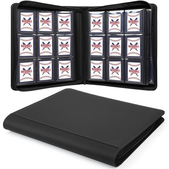 Toploader Binder, Holds 360 Toploaders, 9 Pocket Top Loader Binders with Sleeves for 3" x 4" Toploader Hard Cases, 20 Double Sided Pages, Compatible with Sports Card, Black