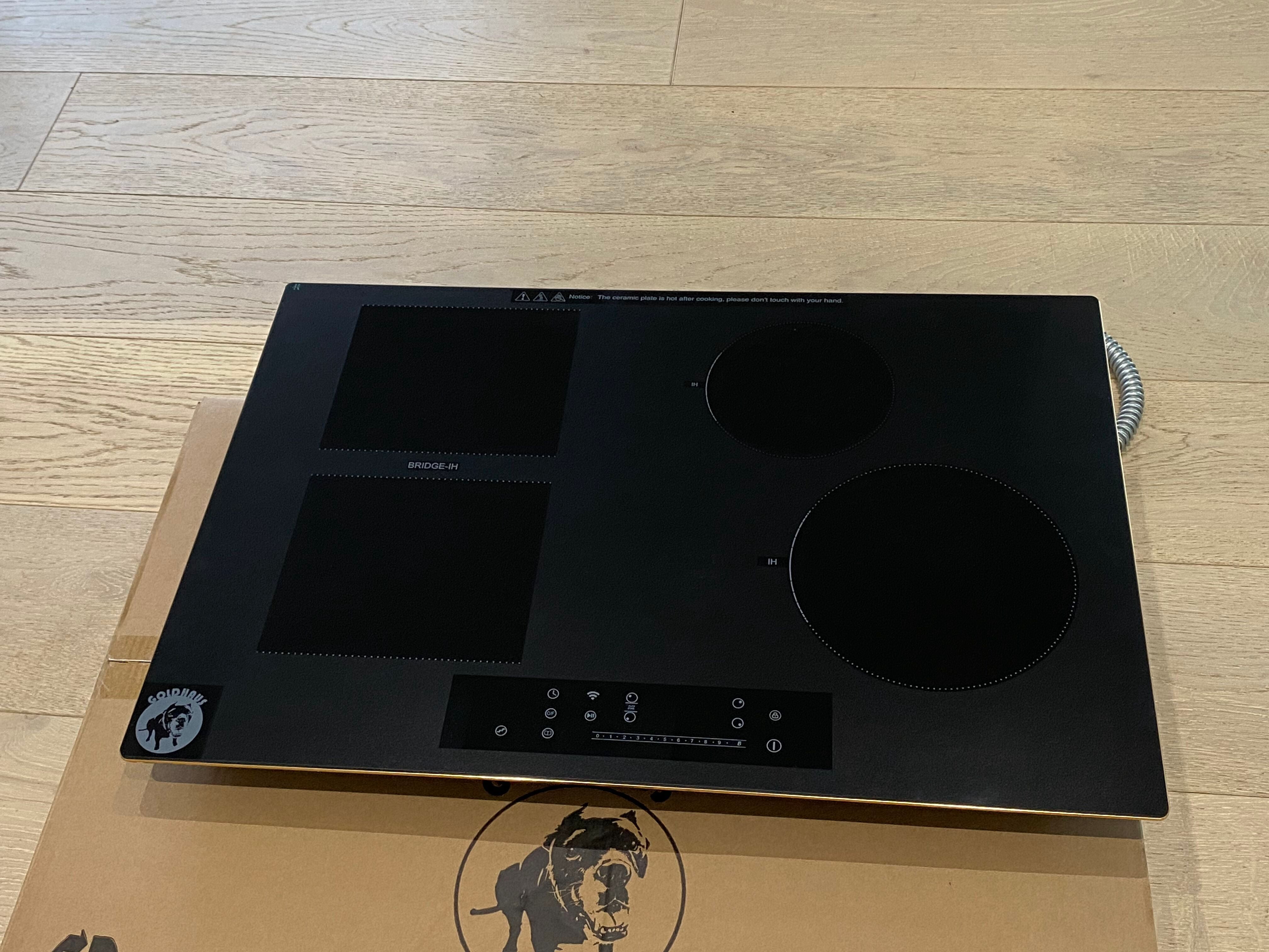 30 Inch Induction Cooktop, 4 Burners with 2500W Booster, Touch Slider Control, 99-Min Timer, WiFi Connectivity, Auto Shut-Off, Built-in Electric Hob, Black Ceramic Glass, 220-240V Hardwired