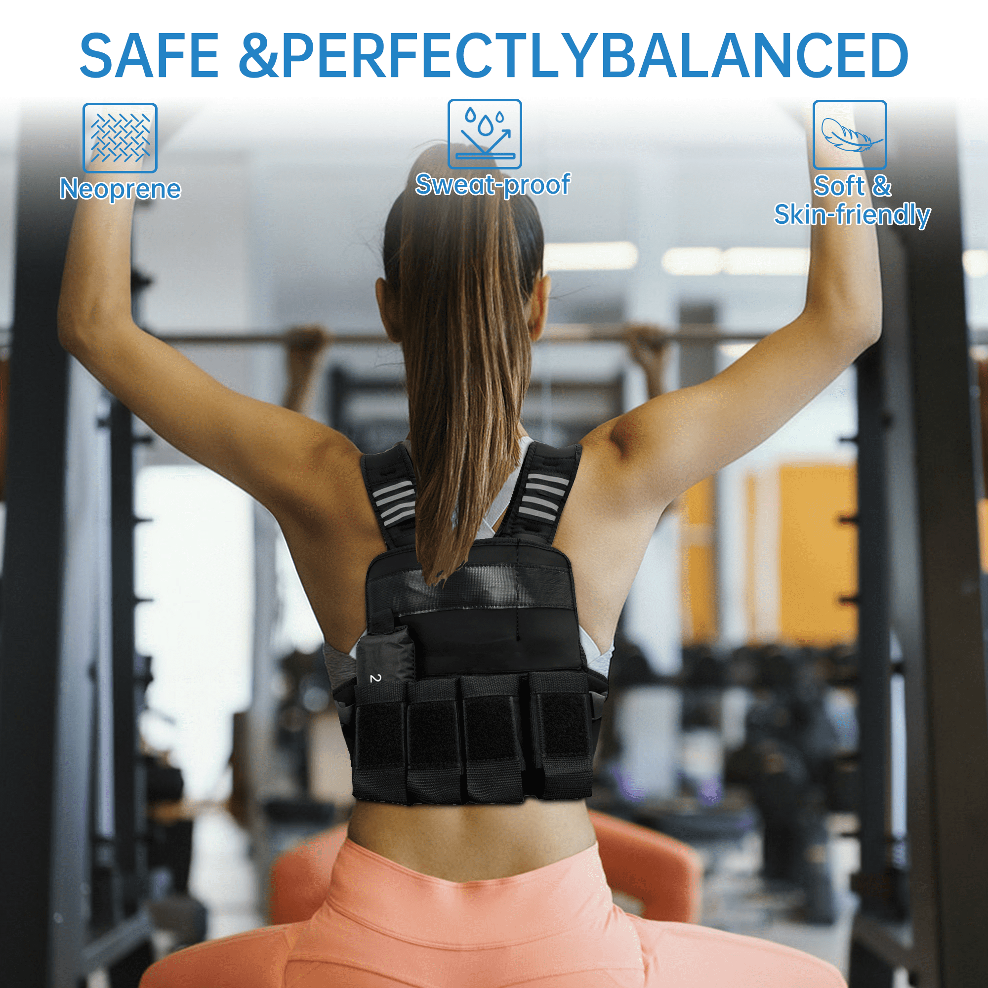 Adjustable Weighted Vest, 6-20 Lb, Weight Adjustable, Weight Vest with Reflective Strips, Large Pocket for Walking, Jogging, Rucking, Running and Strength Training, Home Gym Workout Equipment