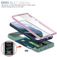 thumbnail image 3 of Compatible with Samsung Galaxy S25 Ultra with Sliding Cover Lens Protection & Kickstand, Built-in 360° Rotate Ring Stand Magnetic Card Slot Hybrid Cover Case for Samsung Galaxy S25 Ultra, Pink+Green, 3 of 11