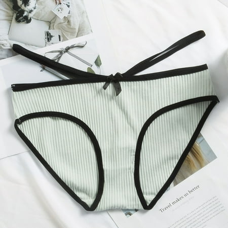 

Best Gift! MIARHB Ladies Solid Color Striped Cotton Crotch Sexy Seamless One-band Low-waist Briefs