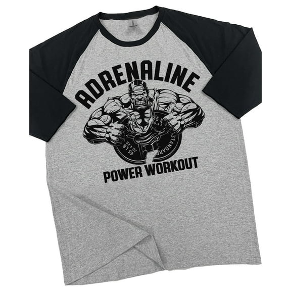 GYMISH RAGLAN Adrenaline Workout Gym T-Shirt – Funny Gym Shirt for Men, Men's Fitness Tee, Bodybuilding & Workout Gym Apparel