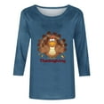 thumbnail image 4 of VKOYWKM Thanksgiving Turkey Shirts for Women 3/4 Sleeve Tops Turkey Graphic T Shirts Fall Crew Neck Funny Family Party Blouses, 4 of 4