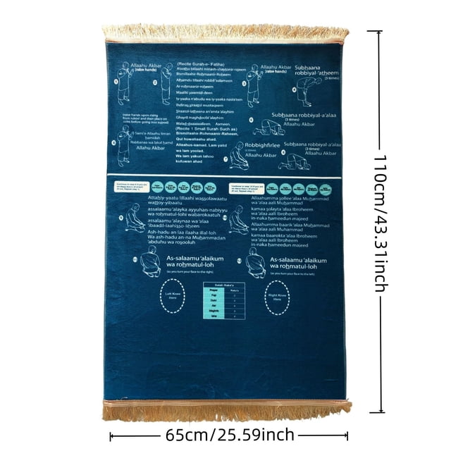 SLYNSHome Prayer Rug Multi-Functional Floor Mat Praying Carpet Plush Velvet Praying Mat Home Decoration 25.6x43 inch Blue