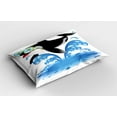thumbnail image 2 of Ambesonne Funny Pillow Sham 2 Pack, Whale with Sunglasses, 30"x20", Black Blue, 2 of 3