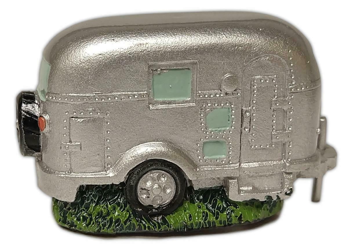 Miniature SILVER CAMPER TRAILER Figurine, 2.25' Long, by Wilcor