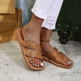 thumbnail image 6 of THDHVS Women's Sandals,Flat Sandals for Women,Summer Womens Foam Comfortable Dressy Flat Slide Sandals Brown 7.5, 6 of 6
