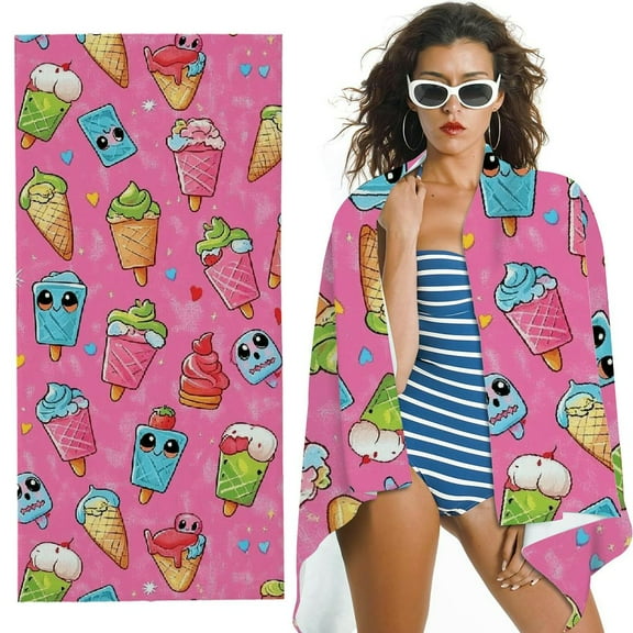 BANET Ice Beach Towel Girl BathTowels for Bathing Swimming Vacation Quick Dry Travel Towel for Women Girls Men Kids Adults 30x60in