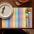 thumbnail image 4 of Colorful Striped Checkered Pattern Summer Placemats Table Placemats Set Of 6-Linen Kitchen Washable Placemats Table Mats 11.8"x17.7" Non-Slip Heat Resistant, 4 of 5