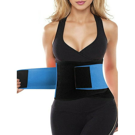 SAYFUT Womens Firm Control Shapewear Hourglass Velcro Sports Belt Body Slimming Shaper Back Support Fitness Waist Trimmer Blue Size