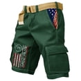 thumbnail image 4 of Havenx Retro Independence Day Flag Cargo Shorts for Men American Flag Graphic Shorts with Multi Pockets Distressed Washed Pants Cross Patriotic 250 Years Of Freedom Sportswear,Dark Green 2XL, 4 of 4