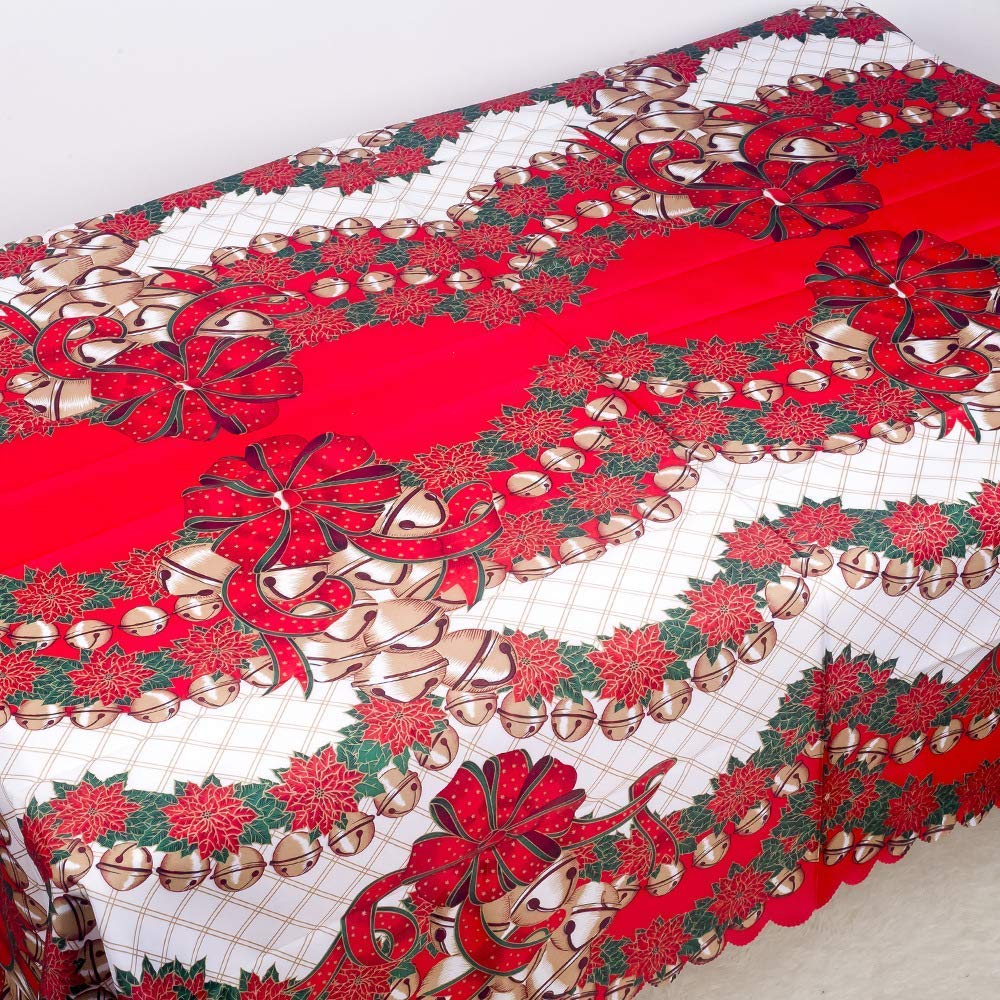 Christmas Tablecloth Christmas Scroll Printed Fabric Water Resistant