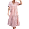 thumbnail image 1 of Vestido De Manga Corta Para Mujer, Transpirable, Lavable, Con Cuello En V, Vestido Con Volantes Para Mujer Para Vacaciones, 1 of 5