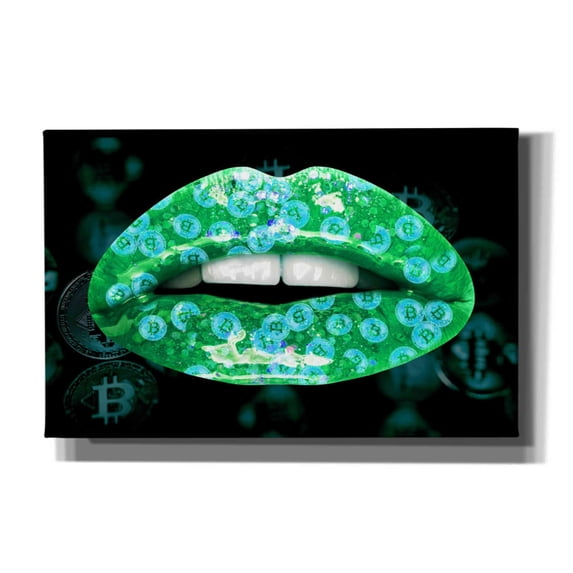 Epic Graffiti 'Bitcoin Milkshake Turquoise' by Canvas Wall Art, 40"x26"