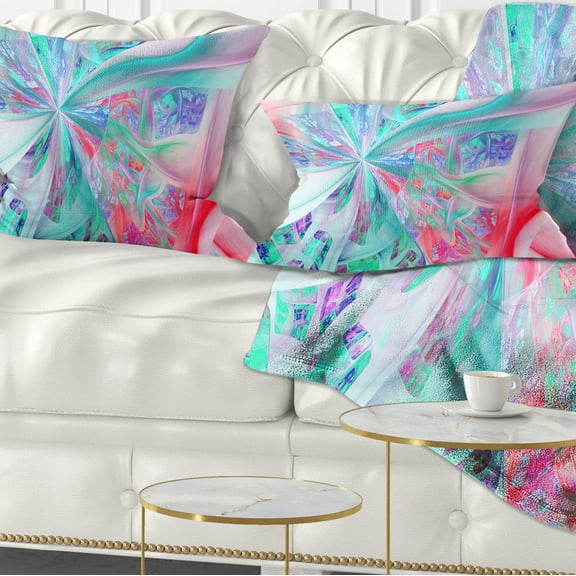 Designart Multi Color Fractal Exotic Plant Stems - Abstract Throw Pillow - 12x20