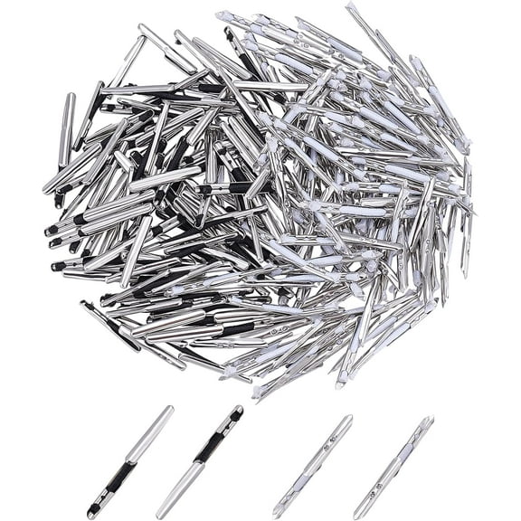 400pcs Black & White Elastic Barbed Cord with Stainless Steel Findings Stretch Cord with Metal Ends Metal Barbs Barbed Fasteners for DIY Making