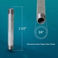thumbnail image 2 of Supply Giant 3/4" x 7-1/2", Steel Pipe, pre cut Industrial Pipe, Threaded Pipe Nipples and Fittings, Build Vintage DIY Furniture, Galvanized (Pack Of 4), 2 of 2