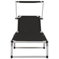 thumbnail image 3 of vidaXL Chaise Longue Pliante avec Toit en Aluminium et Textilène Noir, 3 of 5