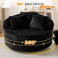 thumbnail image 5 of Muumblus 50" Oversized Swivel Accent Barrel Chair, Modern Lounge Chair Indoor, Round Reading Armchair for Living Room, Black Corduroy, 5 of 12