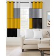 thumbnail image 2 of Yellow Grey Blackout Curtains, Light Blocking Print Window Curtains, Modern Yellow Geometric Thermal Insulated Window Drapes for Living Room Kitchen Cafe 2 Panels, 55"W x 39"L, 2 of 9