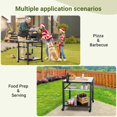thumbnail image 5 of NUUK Heavy Duty Grill Cart 30"x24", Outdoor Pizza Oven Table with Stainless Steel Top, 3-Tier BBQ Prep Table with Sliding Drawer, Outdoor Kitchen Serving Cart for Grilling, Patio, 5 of 7