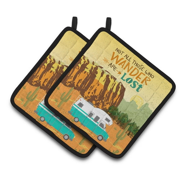 Caroline's Treasures RV Camper Camping Wander Pair of Pot Holders
