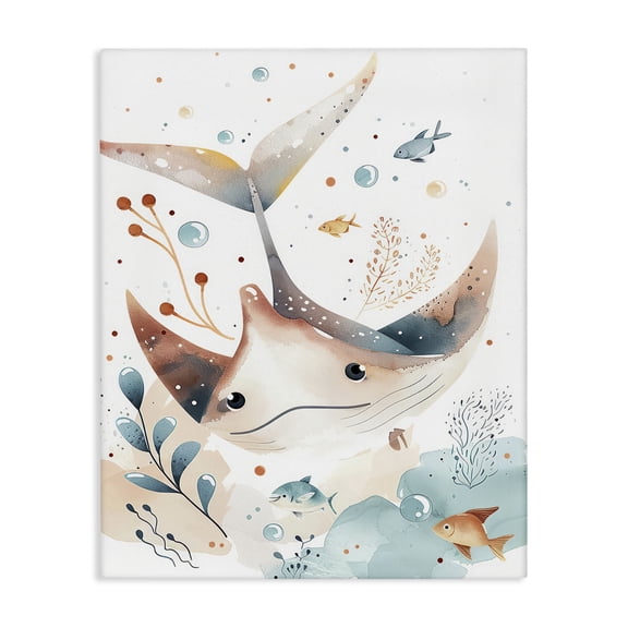 Stupell Industries Coastal Smiling Manta Ray Canvas Art, 16 x 20, by Franklyn Gregory