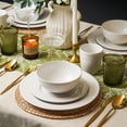 thumbnail image 4 of KINGSTONE 32‑Piece White Porcelain Dinnerware Set, Beaded Embossed Rim, Service for 8, Plates Bowls Mugs, Microwave & Dishwasher Safe, 4 of 10