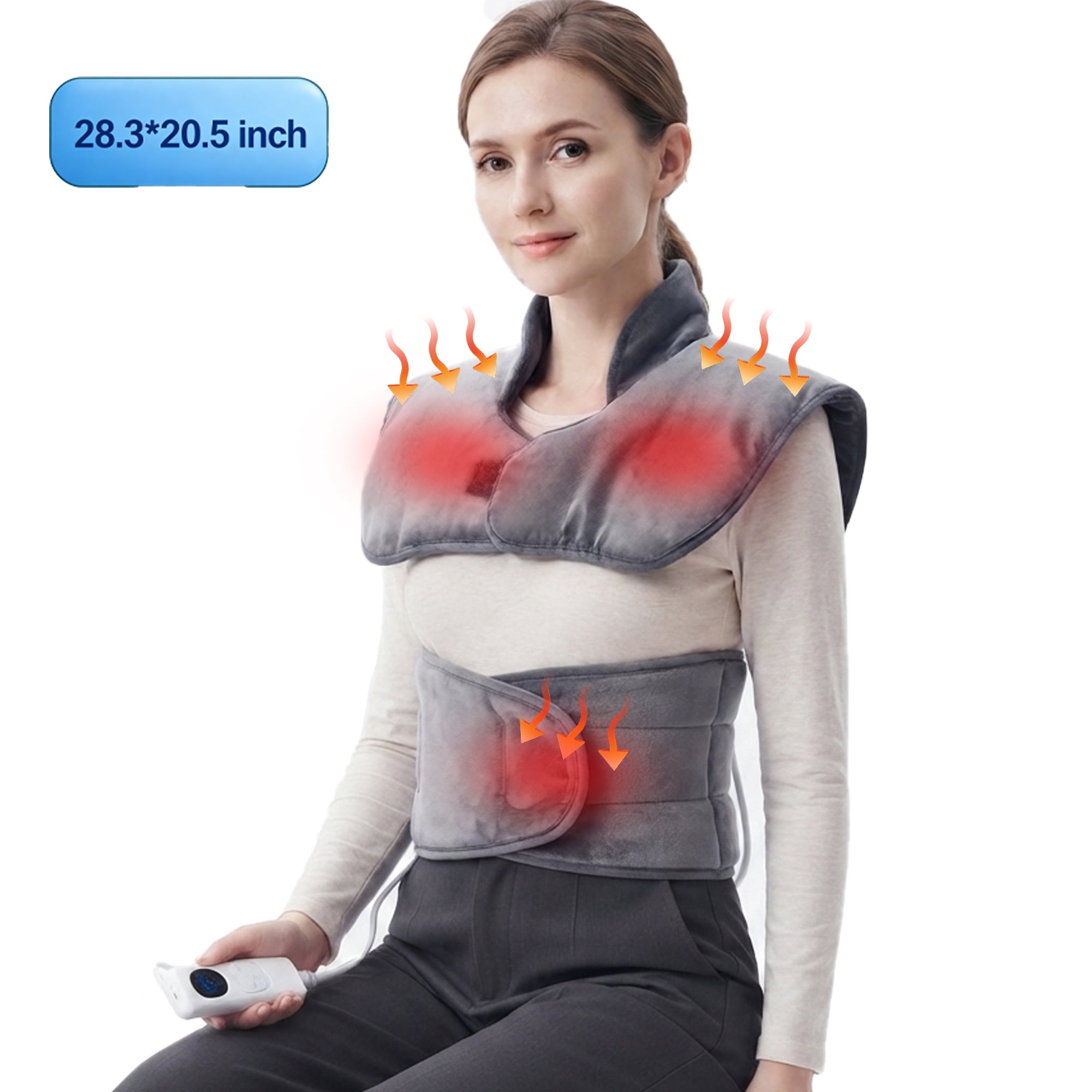 Esenaii Electric Heating Pad for Neck & Shoulders, Wearable Heated Shawl Wrap, 6 Heat Levels 4 Timers, Fast Heating Muscle Pain Relief, Home Office