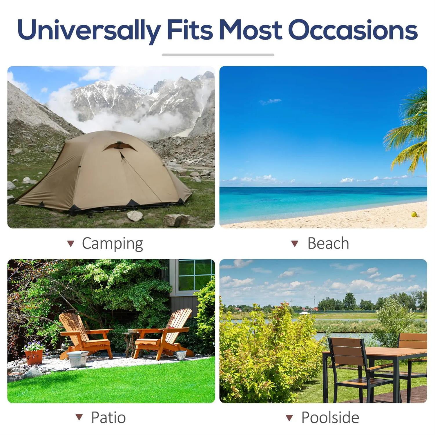 Demi Bonn Chaise Lounge Chair for Patio, Oxford Fabric Metal Frame Outdoor Pool Sun Lounger Chair 120°/180°, for Beach, Patio, Lawn, Deck, Navy