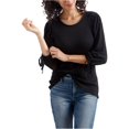 thumbnail image 1 of Blusa Campesina Lucky Brand con Mangas Anudadas para Mujer Negro Extragrande, 1 of 1