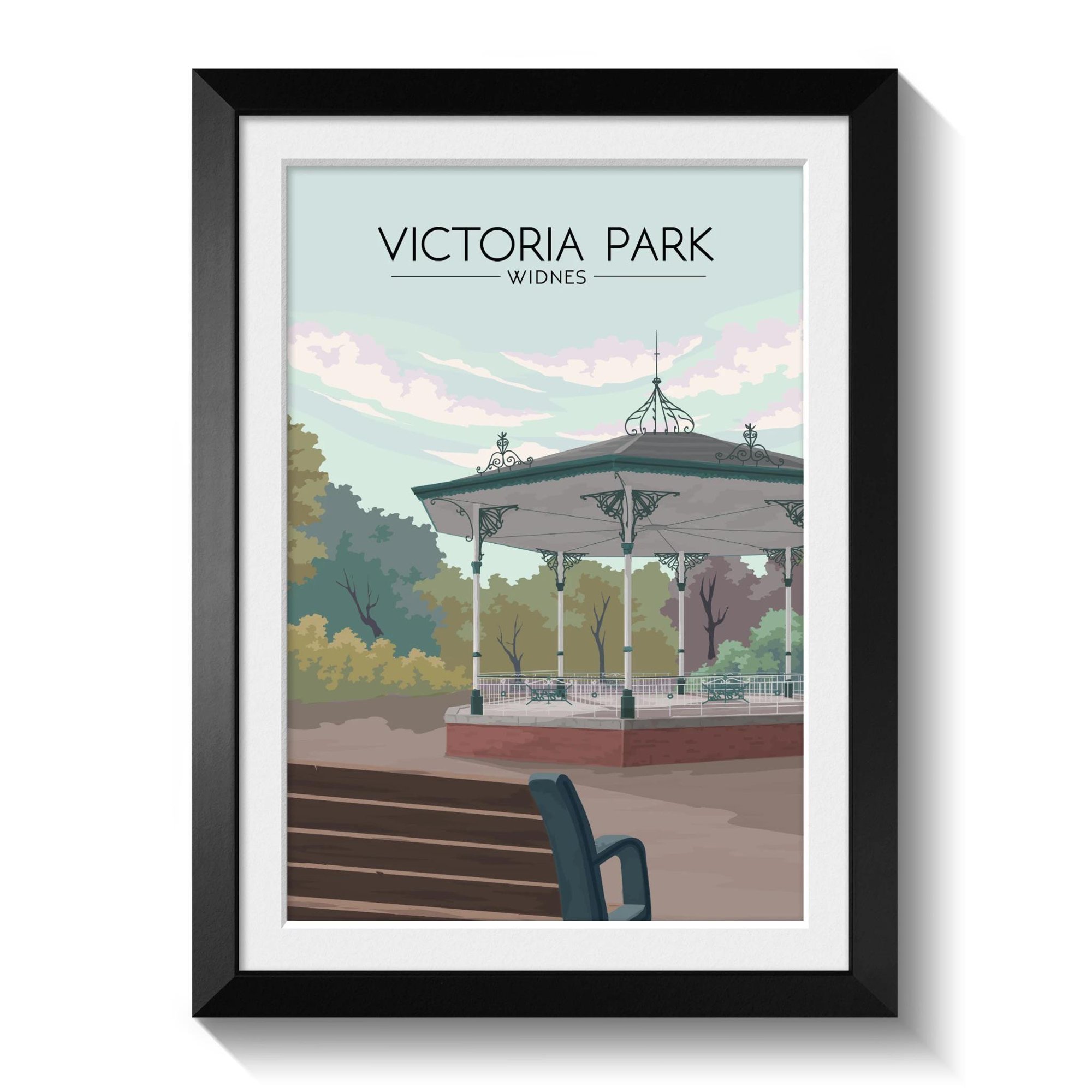 Victoria Park Widnes Bandstand Halton Cheshire North West England Park Uk Travel Poster , Poster Print Only