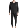 thumbnail image 1 of Qarigey Conjunto de ropa interior para hombre, calzoncillos largos térmicos elásticos de Color sólido para mujer, capa base cálida, vestido Ropa interior Hombres negros, 1 of 6