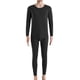 thumbnail image 1 of Jumpingount Conjunto de ropa interior para hombre, calzoncillos largos térmicos elásticos de Color sólido para mujer, capa base cálida, vestido Ropa interior Hombres negros, 1 of 6