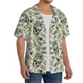 thumbnail image 2 of Sikiie Skull with Cash Men's Wrinkle Free Untucked Cuban Shirt Business Casual Button Down Shirts Short Sleeve ShirtSmall, 2 of 5
