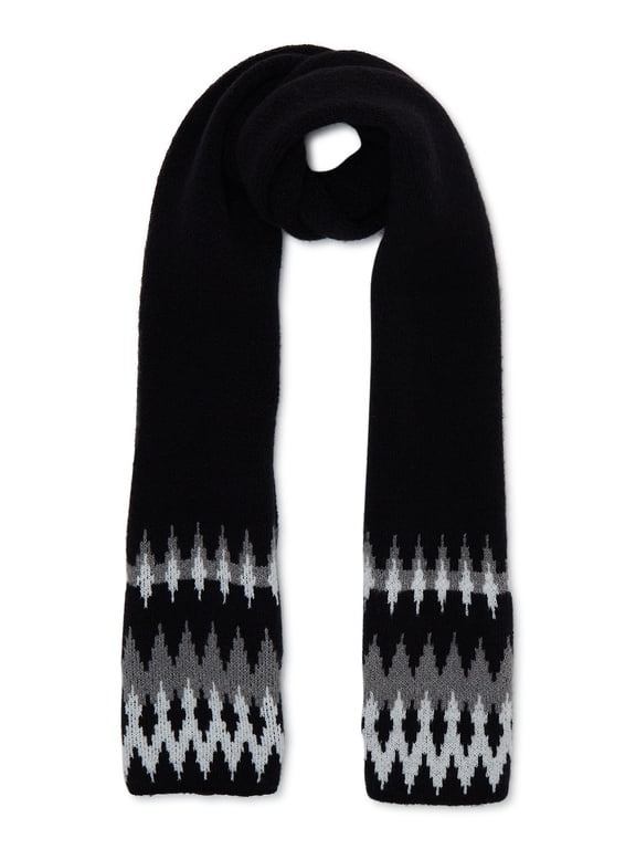 Women's Fair Isle Oblong Scarf Black Soot