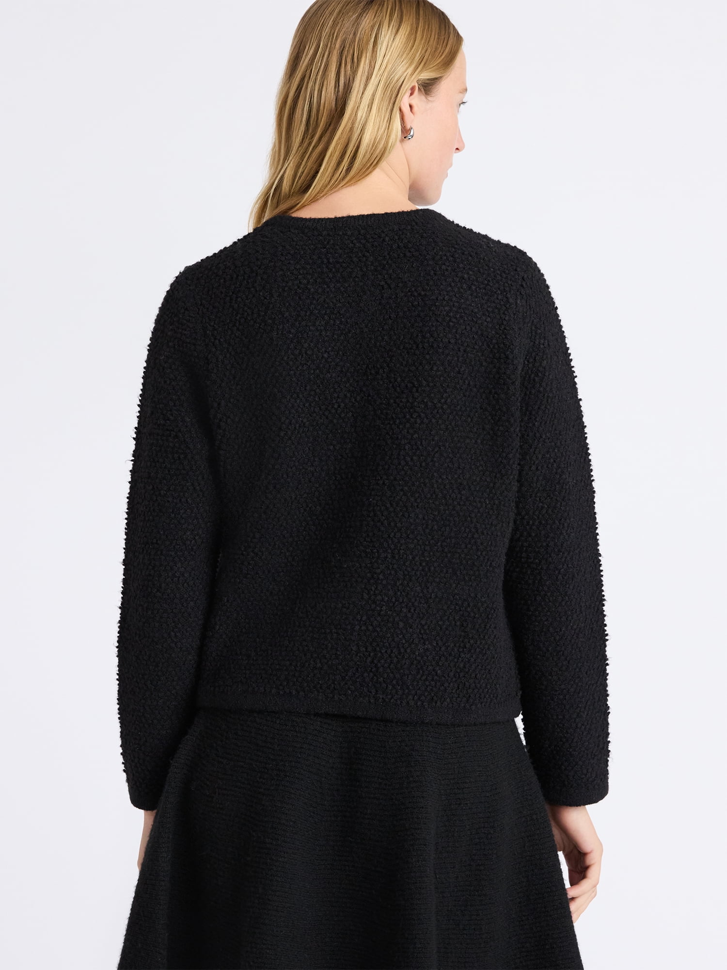 Free Assembly Women's Nubby Cardigan with Welt Pockets, Midweight, Sizes XS-XXL