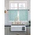 thumbnail image 2 of Turquoise Textured Tier Curtains 24 Inch Length,Sheer Curtains for Bedroom Living Room Window Farmhouse Country Woven Striped Rod Pocket Drapes Kitchen Curtains Small Half Window 27.5"x24" 2 Panels, 2 of 7