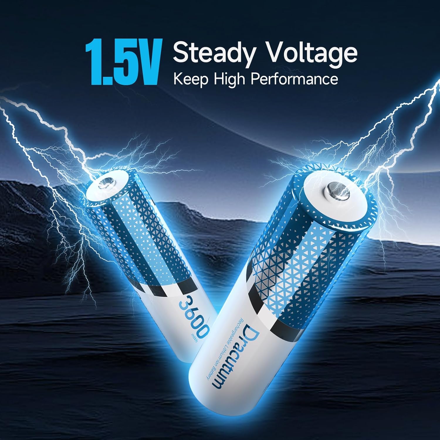 Rechargeable AA Batteries - 3600mWh 2000+ Cycles 1.5V Lithium Battery with Charger Long Lasting Doubel A 8-Pack