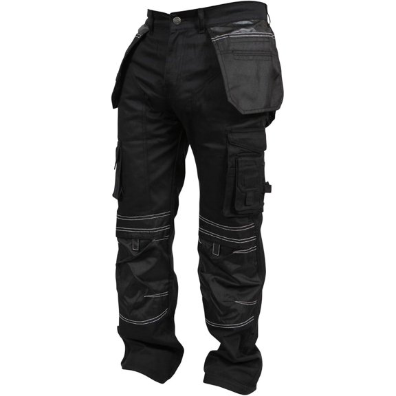 SSS Black Pants for Men Construction Decorators Painters Pants Relaxed Fit Double Knee Work Utility Trousers Durable